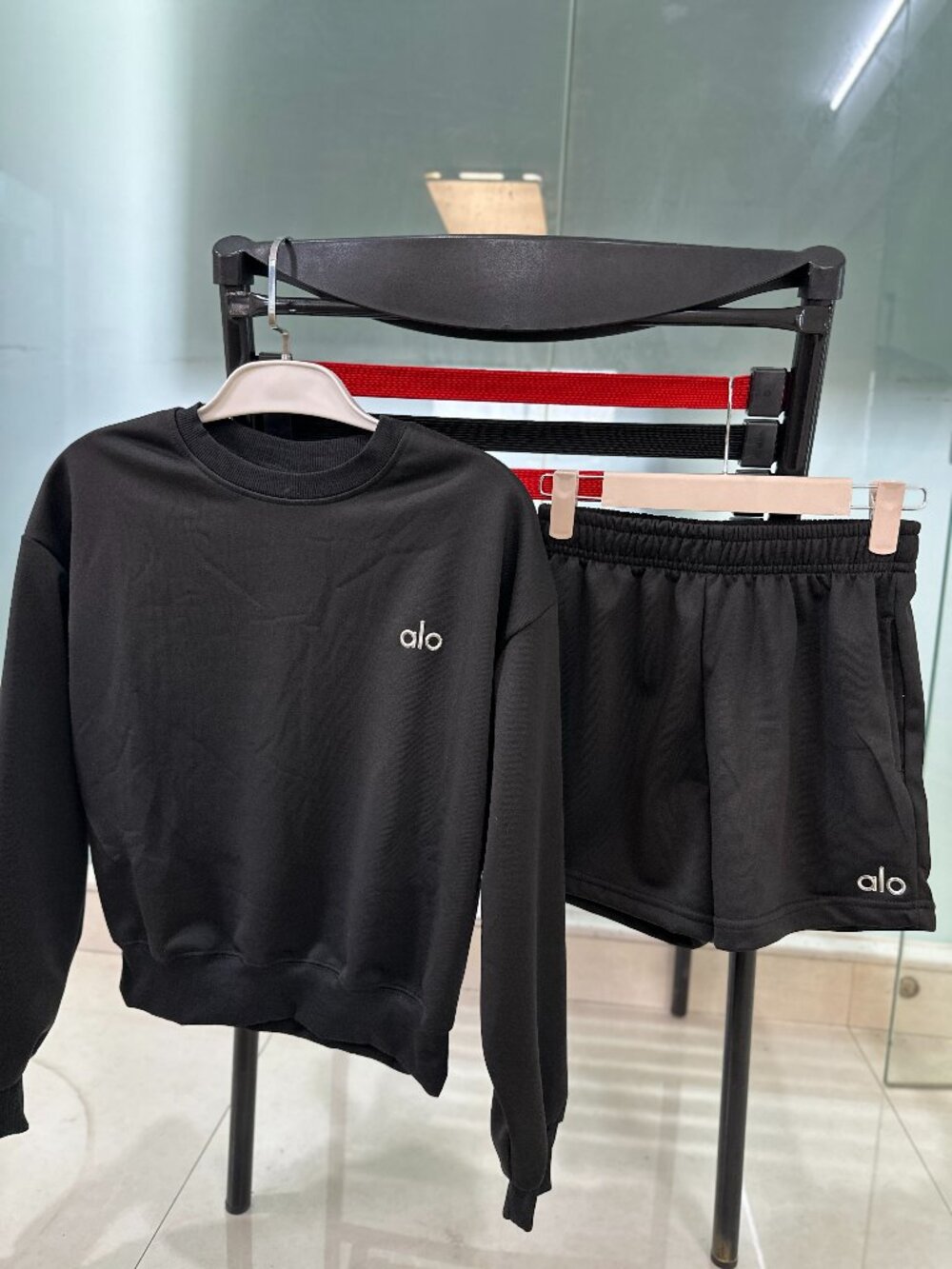 Women's Black Casual Athletic Top and Shorts S